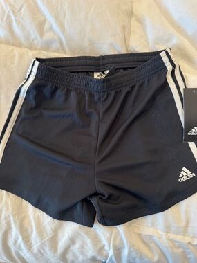 adidas Black Elastic Waist Shorts with Drawstring